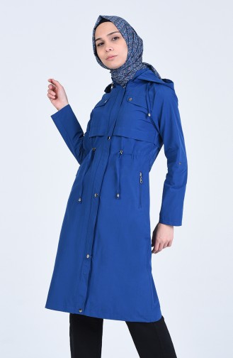 Trench Coat a Capuche 6093-07 İndigo Foncé 6093-07