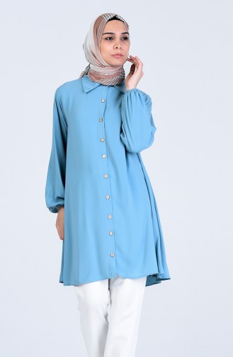 Sleeve Elastic and Buttoned Tunic 1050-01 Ages Green 1050-01