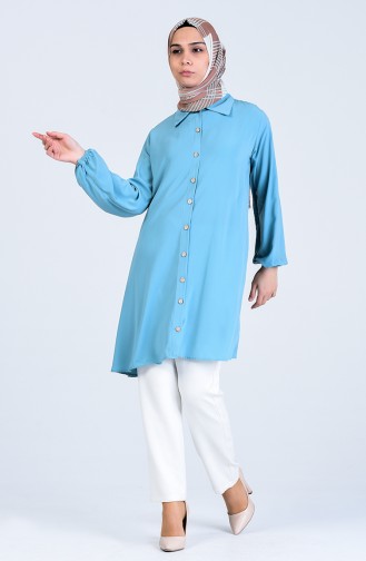 Sleeve Elastic and Buttoned Tunic 1050-01 Ages Green 1050-01