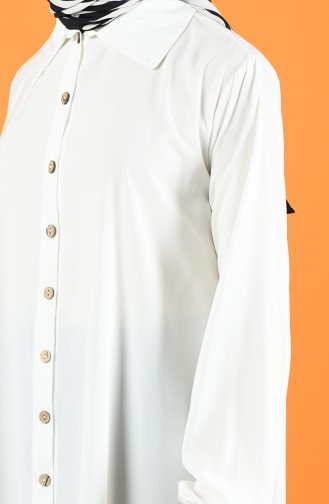 Sleeve Elastic and Buttoned Tunic 1050-02 Ecru 1050-02