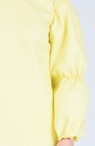 Embossed Pattern Elastic Sleeve Tunic 6166-01 Yellow 6166-01
