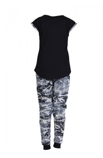 Ladies Short Sleeve Pajama Set 903020-a Black 903020-A