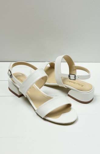 Bayan Topuklu Sandalet 0511-01 Beyaz Cilt
