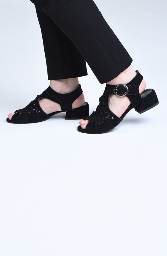 Women s Laser Cut Stone Shoes 0519-01 Black Suede 0519-01