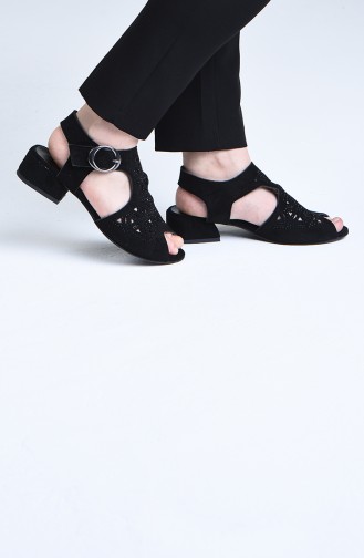 Women s Laser Cut Stone Shoes 0519-01 Black Suede 0519-01