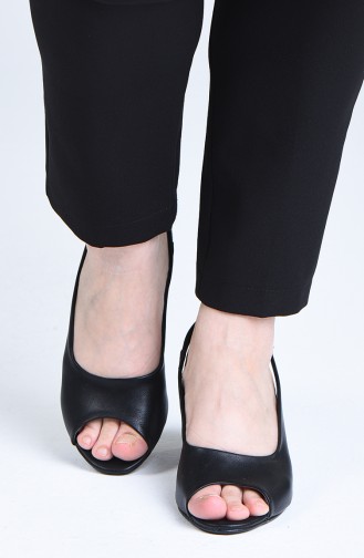 Bayan Topuklu Ayakkabı MY9056-01 Siyah Cilt