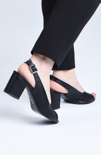 Bayan Topuklu Ayakkabı MY9056-01 Siyah Cilt