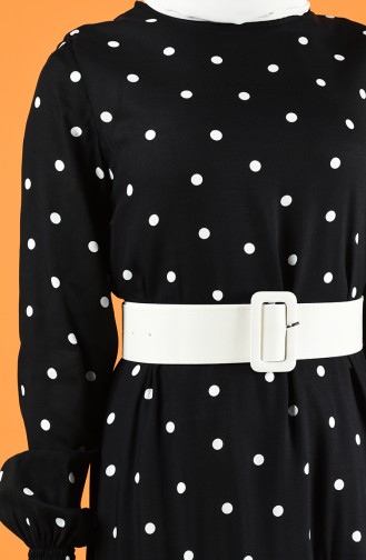 Belted Dress 8199-01 Black white 8199-01