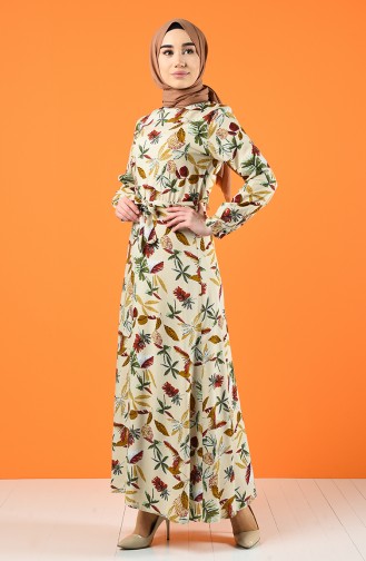 Beige Hijab Dress 5290A-02