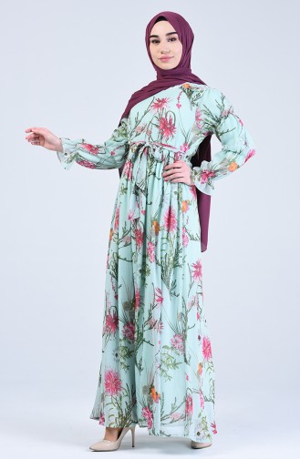 Floral Print Dress 07003-03 Mint Green 07003-03