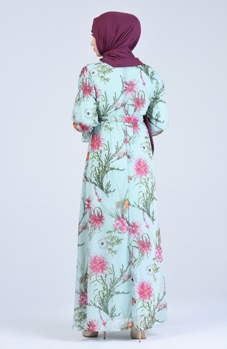 Floral Print Dress 07003-03 Mint Green 07003-03