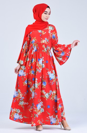 Floral Print Dress 07026-03 Red 07026-03