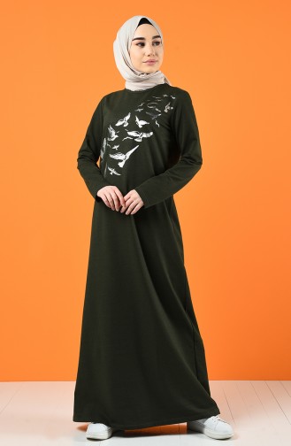 Khaki Hijab Kleider 5042-02