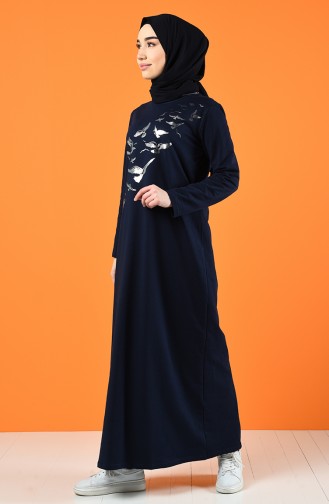 Navy Blue İslamitische Jurk 5042-05