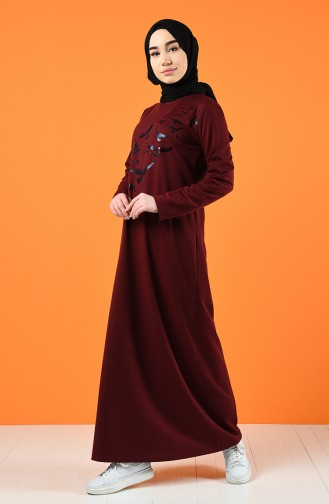 Weinrot Hijab Kleider 5042-06