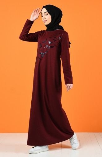 Printed Two Thread Dress 5042-06 Burgundy 5042-06