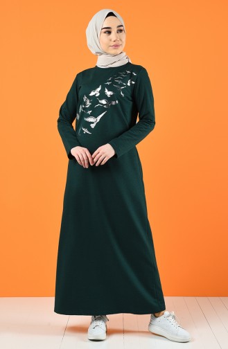 Printed Two Thread Dress 5042-08 Emerald Green 5042-08