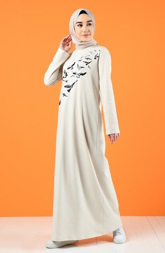 Printed Two Thread Dress 5042-09 Ecru 5042-09