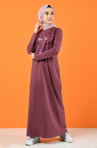 Beige-Rose Hijab Kleider 5042-13