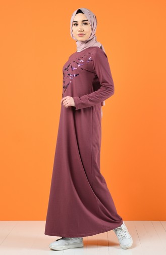 Beige-Rose Hijab Kleider 5042-13