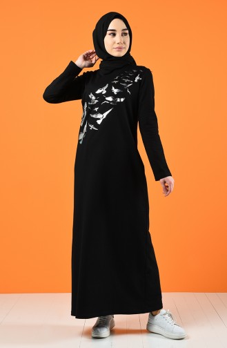 Schwarz Hijab Kleider 5042-14