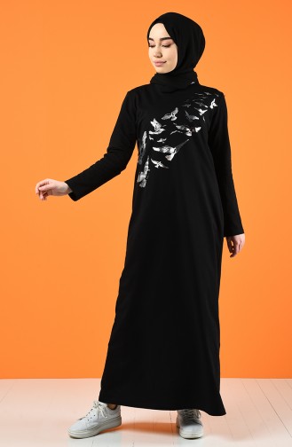 Schwarz Hijab Kleider 5042-14