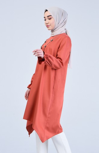 Asymmetrische Tunika mit Halskette 1975-04 Ziegelrot 1975-04