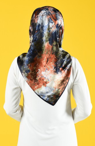 Karaca Desenli Rayon Eşarp 90681-08 Lacivert Taba