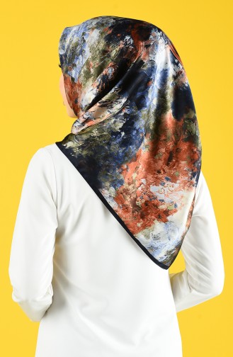 Karaca Desenli Rayon Eşarp 90681-08 Lacivert Taba
