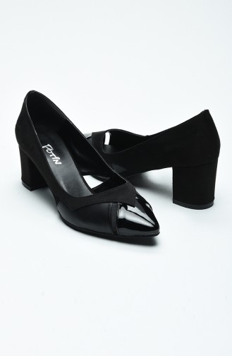 Women s Heeled Shoe 0034-01 Black Suede 0034-01