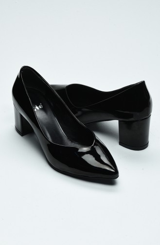 Bayan Topuklu Ayakkabı 0610-03 Siyah Rugan
