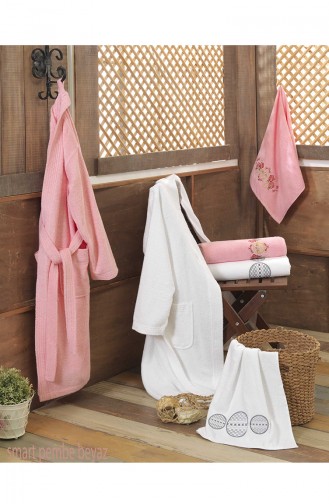 Hobby Smart Ensemble Peignoir de Bain 65-02 Rose Blanc 65-02