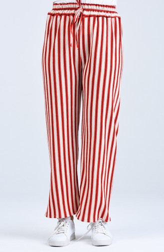 Striped wide-leg Trousers 5296b-01 Red 5296B-01