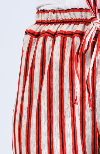 Striped wide-leg Trousers 5296b-01 Red 5296B-01