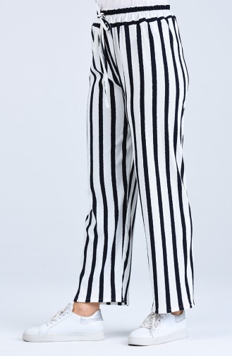 Striped wide Leg Trousers 5296c-01 Black white 5296C-01