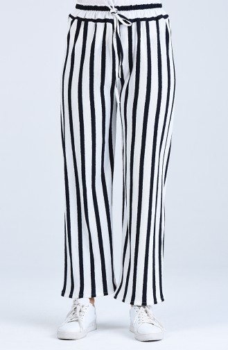 Striped wide Leg Trousers 5296c-01 Black white 5296C-01