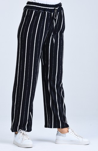 Striped wide Leg Trousers 5296e-01 Black 5296E-01