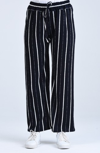 Striped wide Leg Trousers 5296e-01 Black 5296E-01