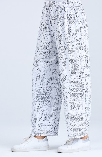 Pantalon Large Taille élastique 3002H-01 Blanc 3002H-01