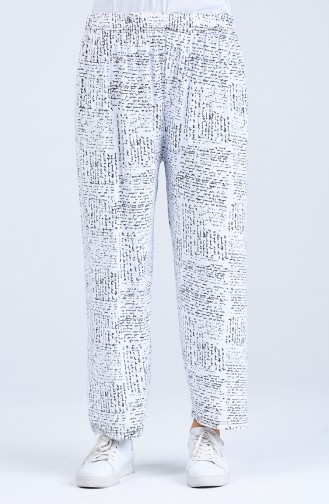 Pantalon Large Taille élastique 3002H-01 Blanc 3002H-01