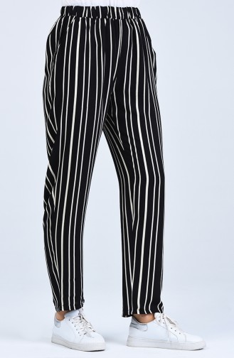 Large Size Striped Trousers 1502-01 Black 1502-01