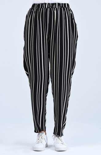Large Size Striped Trousers 1502-01 Black 1502-01
