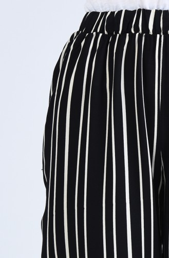 Büyük Beden Çizgili Pantolon 1502-01 Siyah