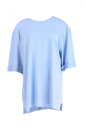 Yırtmaçlı Tshirt 8132-04 Buz Mavisi