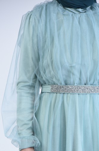 Unreife Mandelgrün Hijab-Abendkleider 1018-01