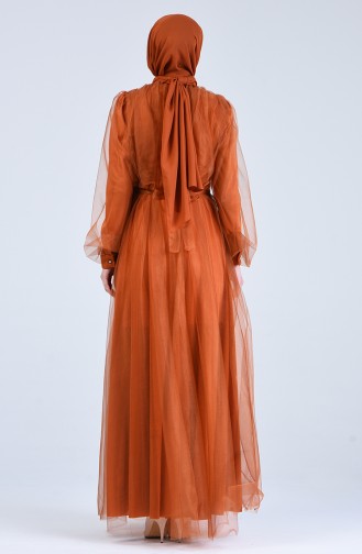 Ziegelrot Hijab-Abendkleider 1018-02