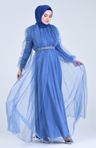 Indigo Hijab-Abendkleider 1018-05