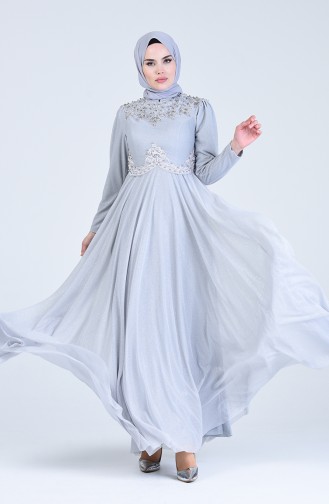 Silvery Evening Dress 1551-04 Gray 1551-04
