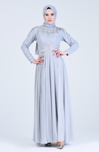 Silvery Evening Dress 1551-04 Gray 1551-04