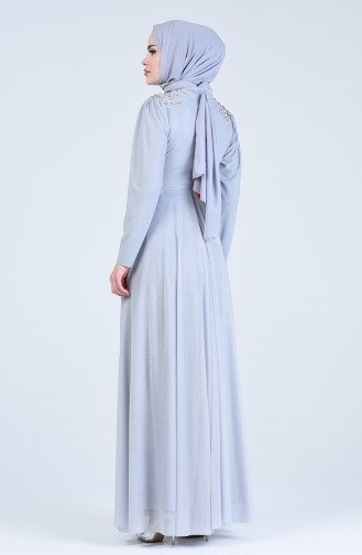 Silvery Evening Dress 1551-04 Gray 1551-04